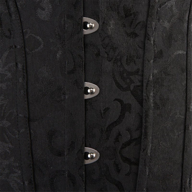 Kranchungel Women's Vintage Palace Jacquard Strapless Overbust Corset Bustier Bodyshaper X-Large Black - Image 3